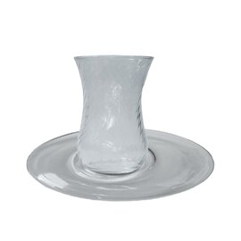 Teeglas Spiral 12 cl mit ovaler Untertasse Produktbild