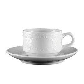 Tasse 180 ml mit Untertasse SALZBURG Porzellan weiß mit Relief Produktbild