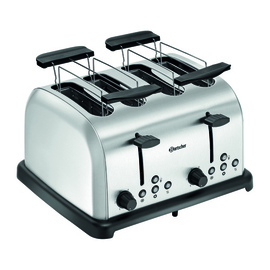 Toaster TBRB40 Edelstahl | 4-schlitzig inkl. 2 Brötchenaufsätze Produktbild