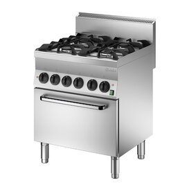 4 Flammen Gasherd Gastronorm 400 Volt 18 kW (Gas) 4,2 kW (Elektrobackofen) | Backofen | Zündflamme Produktbild