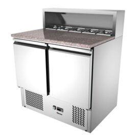 Pizza-Saladette 900T2 mit Aufsatz für GN-Behälter | 260 ltr | Umluftkühlung | Gastronorm Produktbild