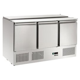 Kühltisch für Salate - Saladette -  mit Umluftkühlung, mit eingeschäumten Verdampfer, mit 3 Türen und Schneidbrett für 4 x GN 1/1, 150 mm tief Produktbild