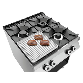 Grillplatte 900-R für Gasherde, Gusseisen, gerillt, 390 x 390 x H 17 mm, mit Saftrinne Produktbild 1 S