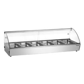 Heiße Aufsatzvitrine R6 6 x GN 1/3 800 Watt 230 Volt  L 1135 mm  B 420 mm  H 335 mm Produktbild