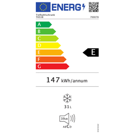 Tiefkühlschrank TKS38 weiß 38 ltr | Kompressorkühlung | Türanschlag rechts Produktbild 1 L