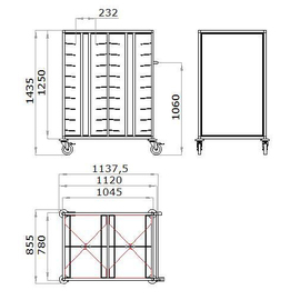 Tablett-Abräumwagen TAWALU 2/36 DT 125-B mit Schiebegriff | lichtgrau Produktbild 1 S