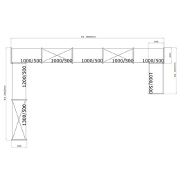 Standregal NORM 20 U-Form | 2962 mm | 4900 mm | 1487 mm x 500 mm H 1800 mm Produktbild