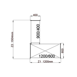 Standregal NORM 12 LS-Form | 1200 mm | 1504 mm 400 mm 600 mm H 1800 mm | 4 Kunststoff-Rostauflage(n) Produktbild