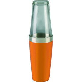 00139-VC-O Boston Cocktail-Shaker mit griffigem Vinylüberzug, orange, ohne Mixingglas, 830 ml, Ø oberer Rand 90mm, Höhe 180 mm Produktbild