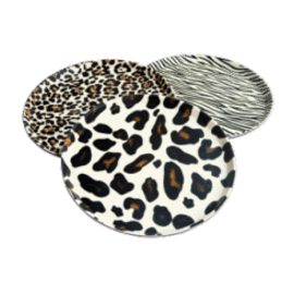 Tablett LEO schwarz weiß Leopardenfell-Optik rund  Ø 355 mm Produktbild