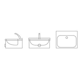 Handwaschbecken HW 55465 Wandmontage verkleidet  • Kniebedienung  | 550 mm  x 440 mm  H 225 mm Produktbild