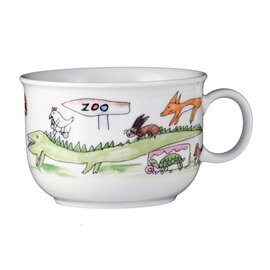Frühstückstasse Compact mit Henkel Porzellan mehrfarbig Dekor "Zoo" Produktbild