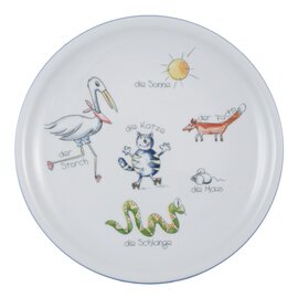 Speiseteller Porzellan mehrfarbig | Dekor "Tierwelt"  Ø 250 mm Produktbild