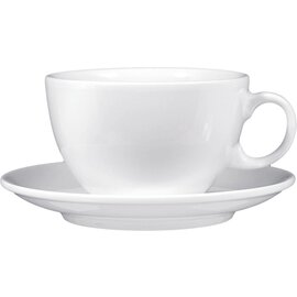 Milchkaffeetasse MERAN mit Henkel 370 ml Porzellan weiß mit Untertasse  H 66 mm Produktbild