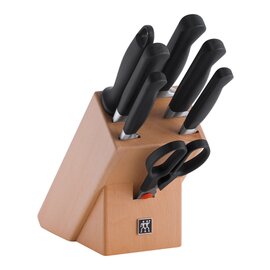 Messerblock PURE Holz mit 6 Messern | 1 Wetzstahl | 1 Schere Produktbild