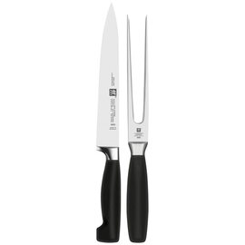 Messerset, 2-tlg., Serie Four Star ® , Fleischmesser 200 mm und Fleischgabel 180 mm, Griff: Kunststoff, schwarz Produktbild