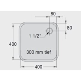 Einschweiß-Schwenkbecken E 4 x 4 x 3 Edelstahl 400 x 400 x 300 mm | Auslauftyp rechts Produktbild 1 S