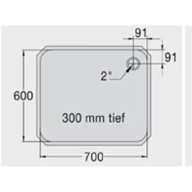 Spülbecken E 7 x 6 x 3 Edelstahl 700 x 600 x 300 mm | Auslauftyp rechts Produktbild