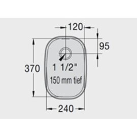 Spülbecken E 2,4 x 3,7 x 1,5 Edelstahl 240 x 370 x 150 mm | Auslauftyp mittig | Überlaufprägung Produktbild