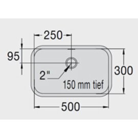 Spülbecken E 5 x 3 x 1,5 Edelstahl 500 x 300 x 150 mm | Auslaufprägung | Überlaufprägung Produktbild