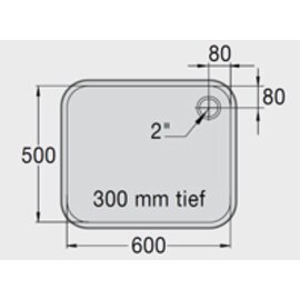 Spülbecken E 6 x 5 x 3 Edelstahl 600 x 500 x 300 mm | Auslauftyp rechts Produktbild