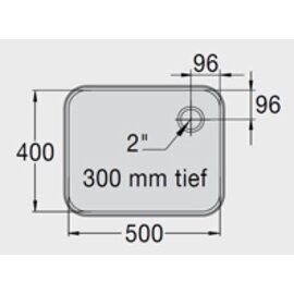 Spülbecken E 5 x 4 x 3 Edelstahl 500 x 400 x 300 mm | Auslauftyp rechts Produktbild