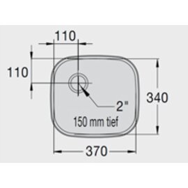 Spülbecken Edelstahl 370 x 340 x 150 mm | Auslauftyp links | Überlaufprägung Produktbild