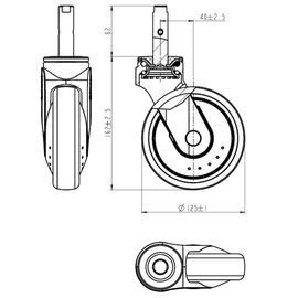 Kunststoff-Lenkrolle (1 Stück) ohne Feststeller für Servierwagen SW 6x4 und SW 8x5 Produktbild