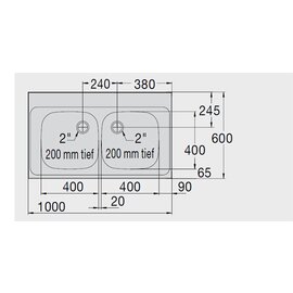 Spülabdeckung Z 10x6-4 2 Becken | 400 x 400 x 200 mm L 1000 mm B 600 mm Produktbild 1 S