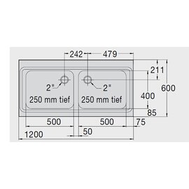Spülabdeckung Z 12x6-5 2 Becken | 500 x 400 x 250 mm L 1200 mm B 600 mm Produktbild