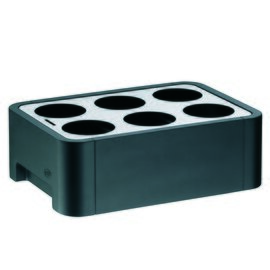 Konferenzkühler, "Cube", für 6 Flaschen 0,25 - 0,5 ltr., hochwertiger Kunststoff, schwarz, Abdeckung Edelstahl mattiert, 2 herausnehmbare Kühlakkus Produktbild