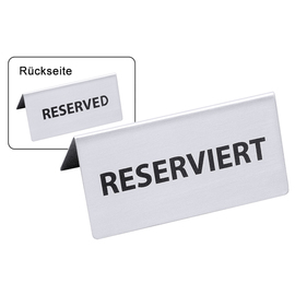 Reserviert-Schild • RESERVIERT/RESERVED • Edelstahl L 120 mm H 55 mm Produktbild