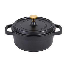 Kasserolle 2,4 ltr Aluminiumguss schwarz | induktionsgeeignet | Knopfgriff goldfarben Produktbild