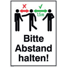 Hinweisschild • Bitte Abstand halten! 130 mm x 185 mm Produktbild