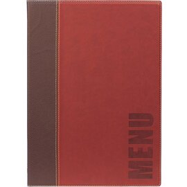 Speisekarte TRENDY DIN A4 Lederoptik rot mit Aufschrift "MENU" inkl. Einlage Produktbild