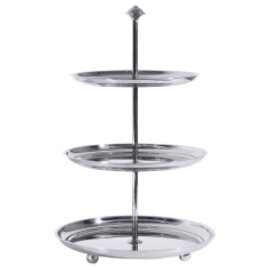 Petits-Fours-Etagere Edelstahl | 3 Ablageflächen  H 395 mm Produktbild