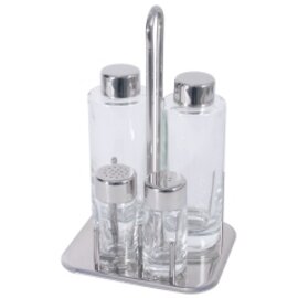 Menage • Essig | Öl | Salz | Pfeffer Glas Edelstahl H 215 mm Produktbild