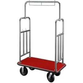 Kleidertransportwagen Edelstahl rot | Rollen-Ø 200 mm  H 1840 mm Produktbild