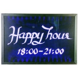 LED Schreibtafel, 81 x 61 cm, mit schwarzem Aluminiumrahmen, beschreibbar mit abwischbaren Markern, verschidene statische und dynamischische Leuchtprogramme einstellbar, 230 V mit Trafo, nicht für Ausseneinsatz Produktbild