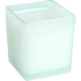 Kerzenglas FLORENCE weiß quadratisch eckig  H 94 mm | Brenndauer 58 Stunden | 4 x 3 Stück Produktbild