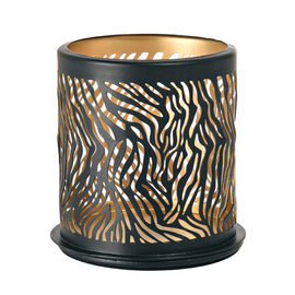 LED-Kerzenhalter | Teelichthalter Zebra SAFARI Metall schwarz  Ø 75 mm  H 75 mm Produktbild