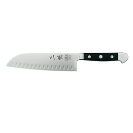 Santoku ALPHA Messerstahl Kullenschliff | schwarz | Klingenlänge 18 cm Produktbild