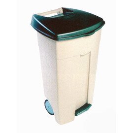 Eco-Roll-Abfallcontainer mit Pedal, 106 L, beige/grün, 49 x 45,6 x 89 cm, Polyethylen Produktbild