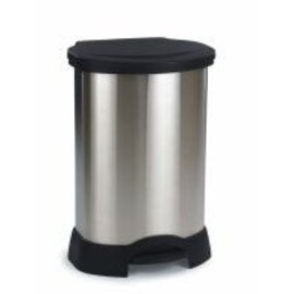 Tretabfallbehälter Edelstahl 87 ltr edelstahl | schwarz Kunststoffdeckel Produktbild