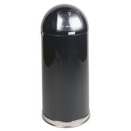 Abfallbehälter EASY PUSH 56 ltr Stahl schwarz Pushdeckel feuerfest Ø 381 mm  H 915 mm Produktbild