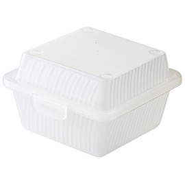 Mehrweg-Hamburger-Box PP weiß | 125 mm x 130 mm H 80 mm Produktbild