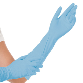 Nitril-Handschuhe S blau EXTRA SAFE SUPERLONG • puderfrei L 500 mm Produktbild