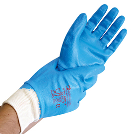 Arbeitshandschuhe NITRIL DETECT M/8 blau detektierbar mit Nitril-Vollbeschichtung 250 mm Produktbild