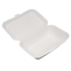 Bio-Lunchbox SINGLE Zuckerrohr weiß mit Deckel 100% kompostierbar  L 170 mm  B 125 mm  H 49 mm Produktbild