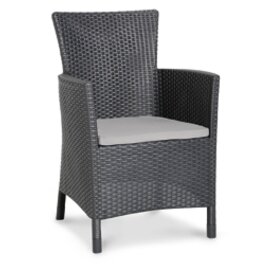 Dining-Sessel Napoli, Flachgewebe Optik, inkl. Sitzkissen, Farbe: graphit/hellgrau Produktbild